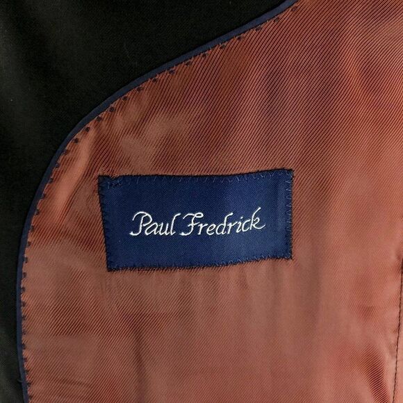 Paul Fredrick Wool 2 Bronze Button Blazer 44L Black - Picture 8 of 11